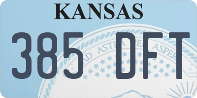 KS license plate 385DFT
