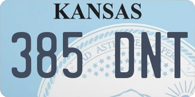 KS license plate 385DNT