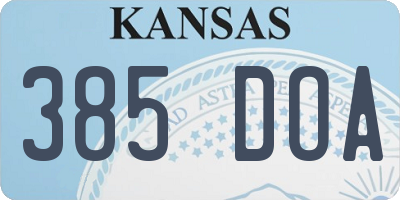 KS license plate 385DOA