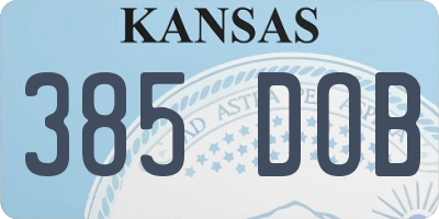 KS license plate 385DOB
