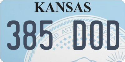 KS license plate 385DOD