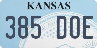 KS license plate 385DOE