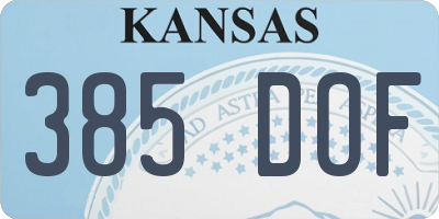 KS license plate 385DOF