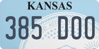 KS license plate 385DOO