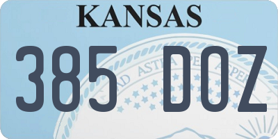 KS license plate 385DOZ