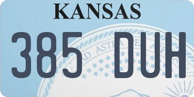 KS license plate 385DUH