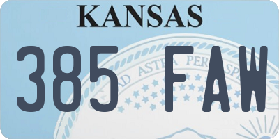 KS license plate 385FAW