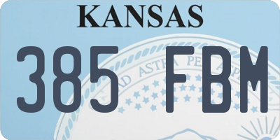 KS license plate 385FBM