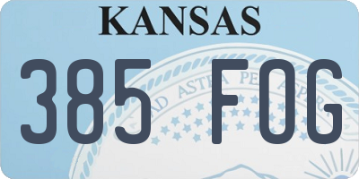KS license plate 385FOG