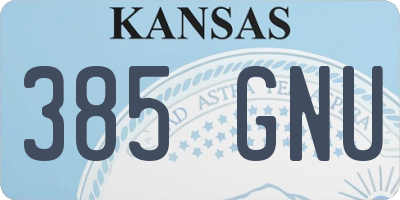 KS license plate 385GNU
