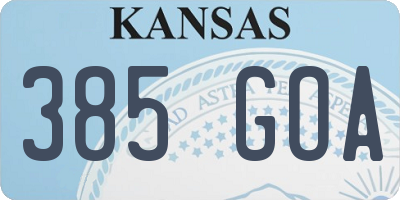 KS license plate 385GOA
