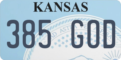 KS license plate 385GOD