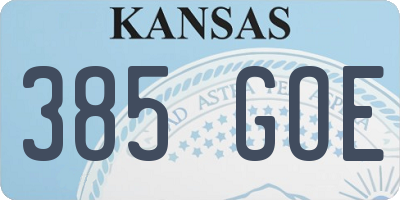 KS license plate 385GOE