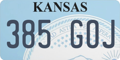 KS license plate 385GOJ