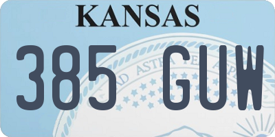 KS license plate 385GUW
