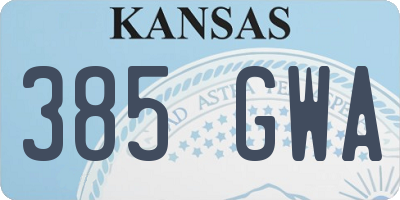 KS license plate 385GWA