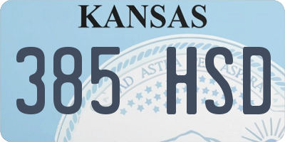KS license plate 385HSD