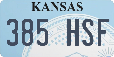KS license plate 385HSF
