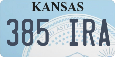 KS license plate 385IRA