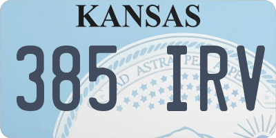 KS license plate 385IRV