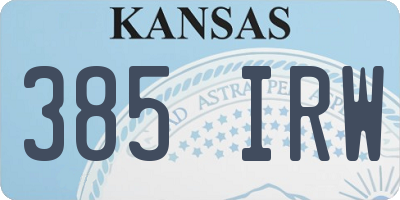 KS license plate 385IRW
