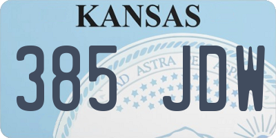 KS license plate 385JDW