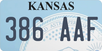 KS license plate 386AAF