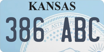 KS license plate 386ABC