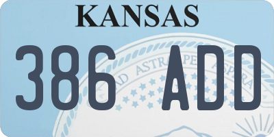 KS license plate 386ADD