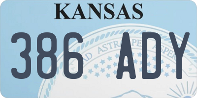 KS license plate 386ADY