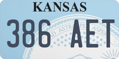 KS license plate 386AET