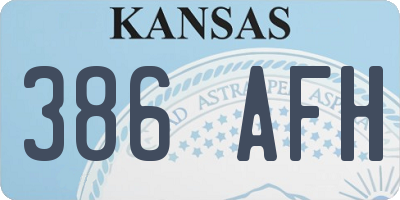 KS license plate 386AFH