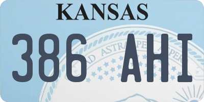 KS license plate 386AHI