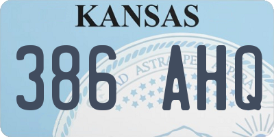 KS license plate 386AHQ