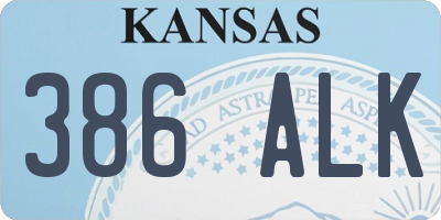 KS license plate 386ALK