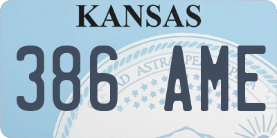 KS license plate 386AME