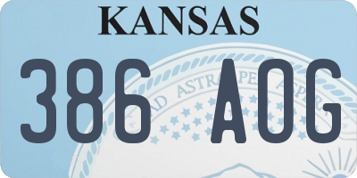 KS license plate 386AOG