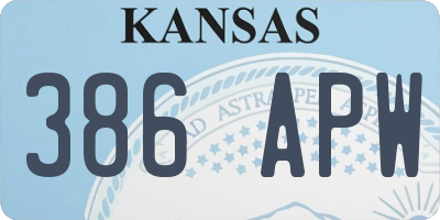 KS license plate 386APW