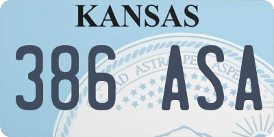 KS license plate 386ASA