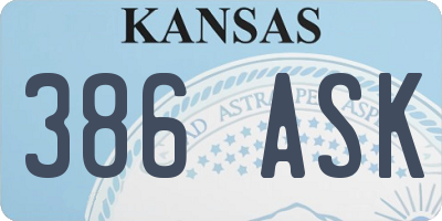 KS license plate 386ASK