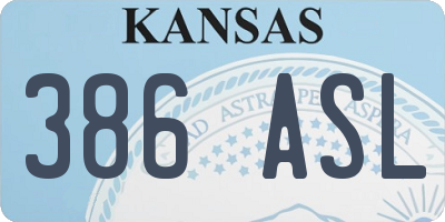 KS license plate 386ASL