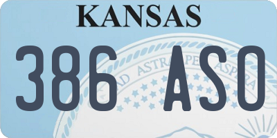 KS license plate 386ASO