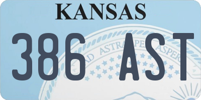 KS license plate 386AST