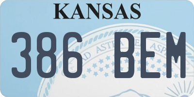 KS license plate 386BEM