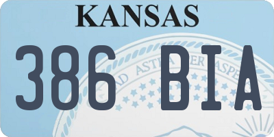 KS license plate 386BIA