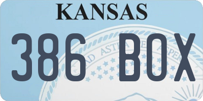 KS license plate 386BOX