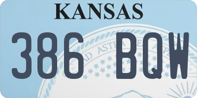 KS license plate 386BQW