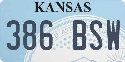 KS license plate 386BSW