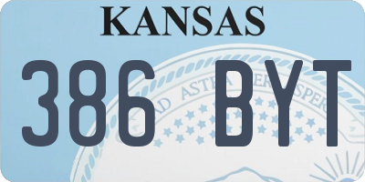 KS license plate 386BYT