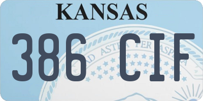KS license plate 386CIF